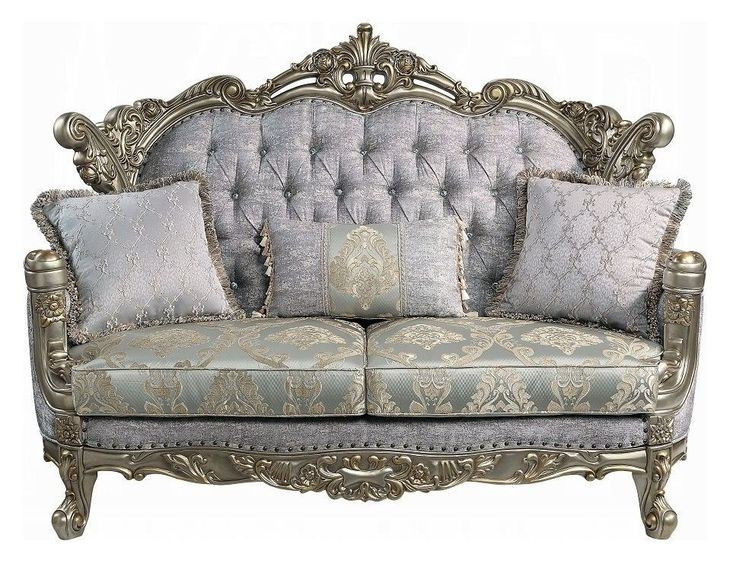 Miliani Gray 73" Loveseat with Pillows and Nailhead Trim
