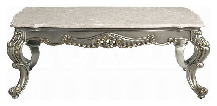 Miliani White and Antique Bronze Rectangular Marble Top Cocktail Table