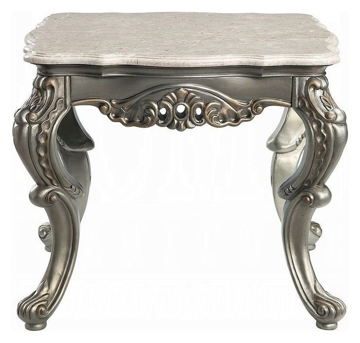 Miliani Beige and Antique Bronze Square Marble Top End Table