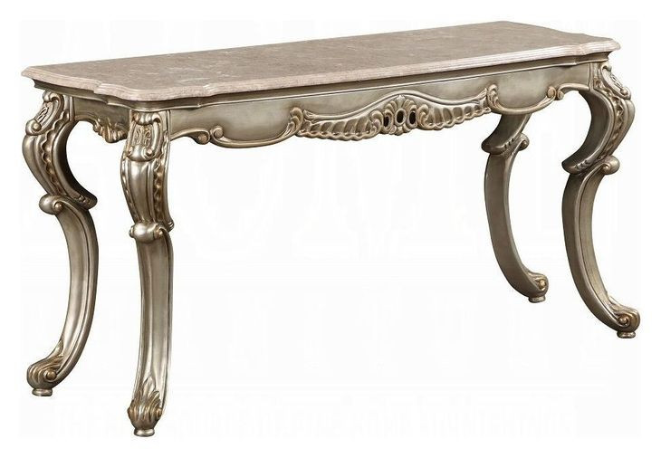 Miliani White and Antique Bronze Marble Top Occassional Table Set