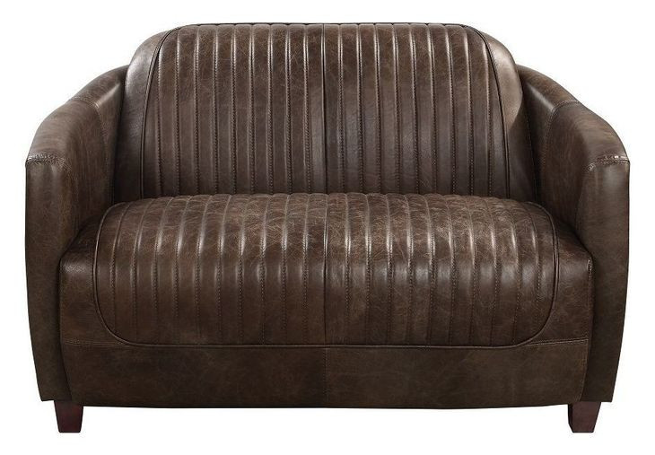 Brancaster Antique Slate Leather 50" Loveseat with Nailhead Trim