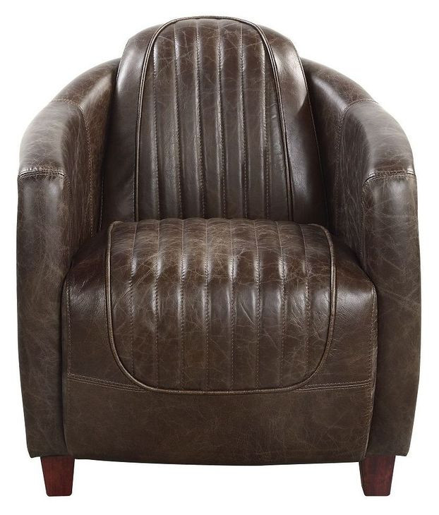 Brancaster Antique Slate Leather Upholstered Accent Chair
