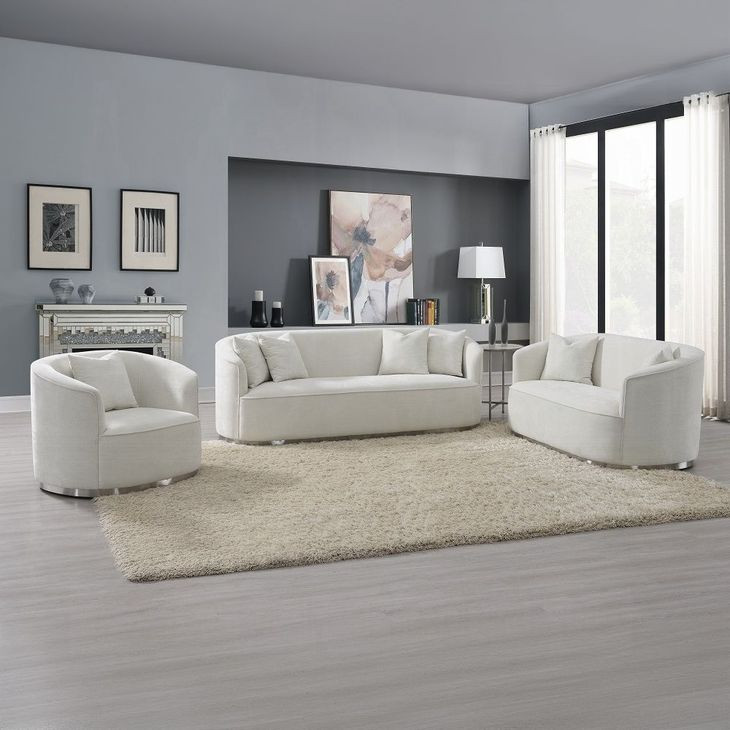 Odette Beige Living Room Set with Pillows