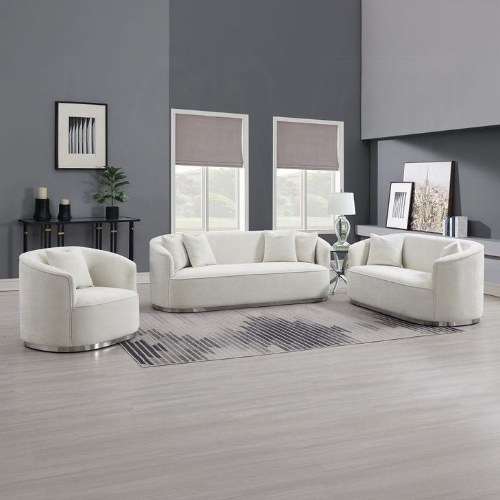 Odette Beige Living Room Set with Pillows