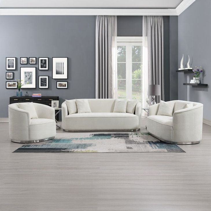 Odette Beige 64" Loveseat with Pillows