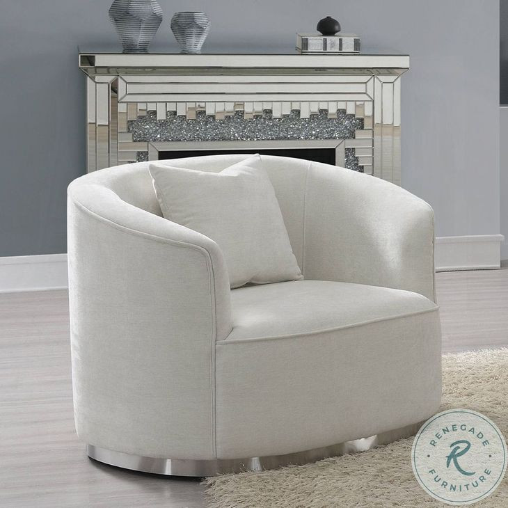 Odette Beige Chenille Chair with Pillow