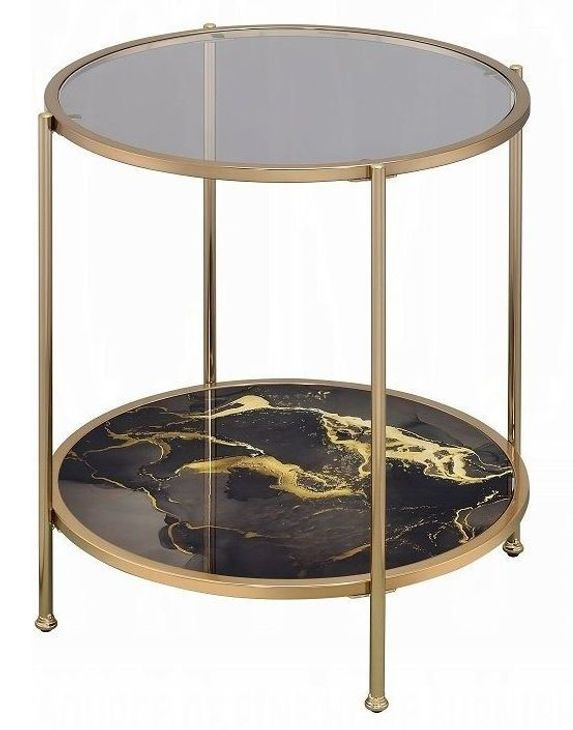 Fiorella Black and Gold Glass Top Occassional Table Set