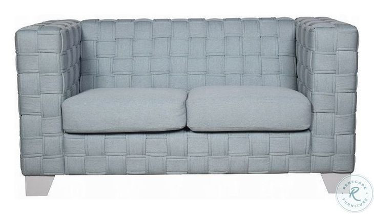 Saree Light Teal Chenille and White 63" Loveseat