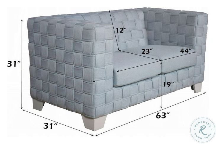 Saree Light Teal Chenille and White 63" Loveseat