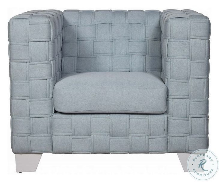 Saree Light Teal Chenille and White Chair