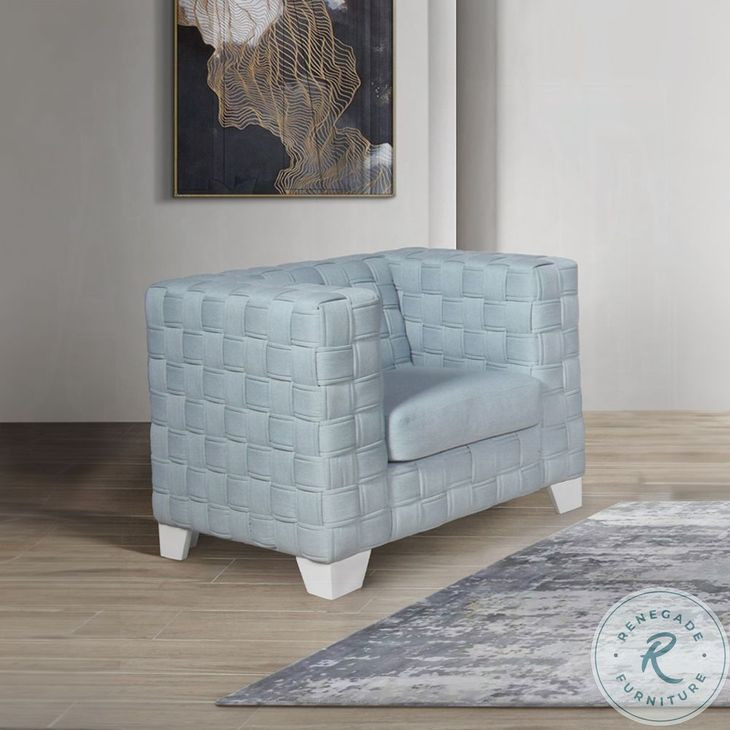 Saree Light Teal Chenille and White Chair