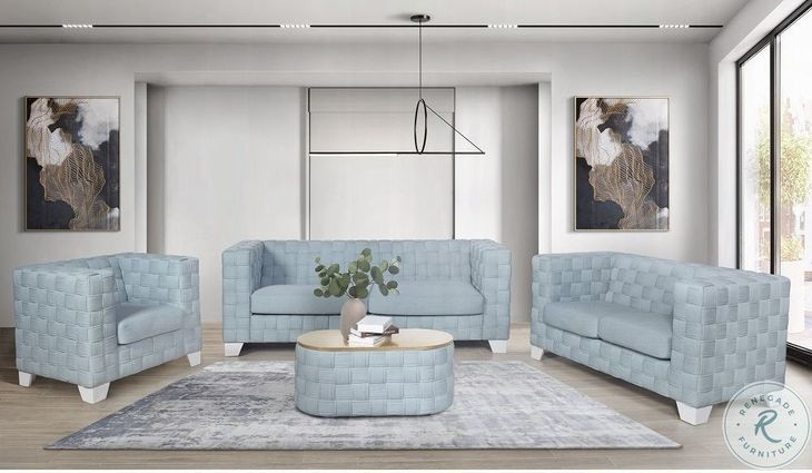 Saree Light Teal Chenille and White Chair