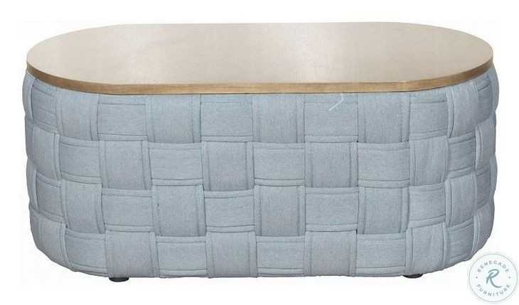 Saree Light Teal Chenille Oval Coffee Table