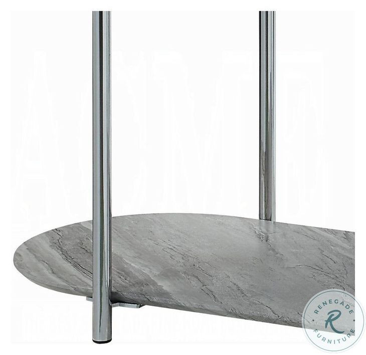 Yukino Gray High Gloss and Chrome Oval Sofa Table