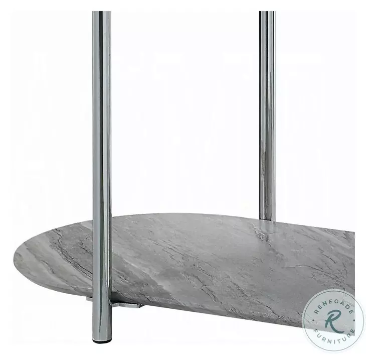 Yukino Gray High Gloss and Chrome Oval Sofa Table