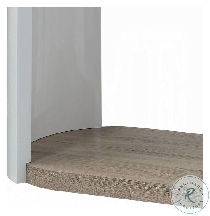 Zoma White High Gloss and Oak Oval Sofa Table