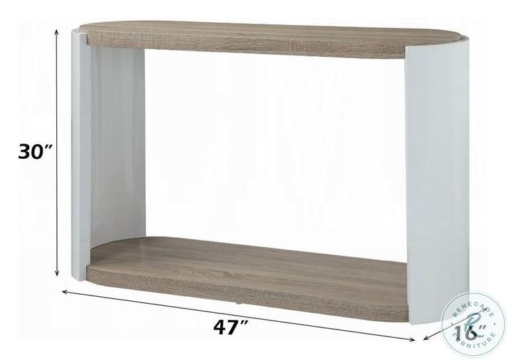 Zoma White High Gloss and Oak Round Occassional Table Set