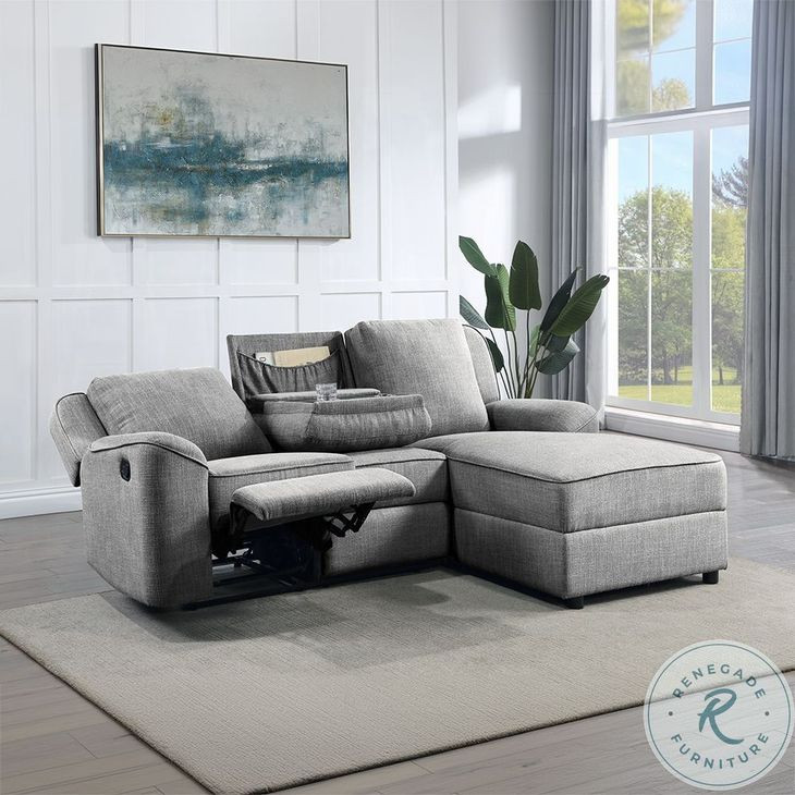 Destiny Gray Linen Reclining Sectional