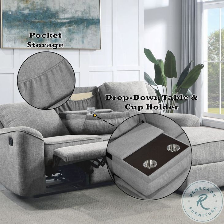 Destiny Gray Linen Reclining Sectional