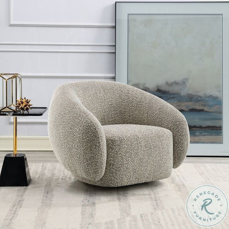 Isabel 2 Tone Brown Boucle Chair with Swivel