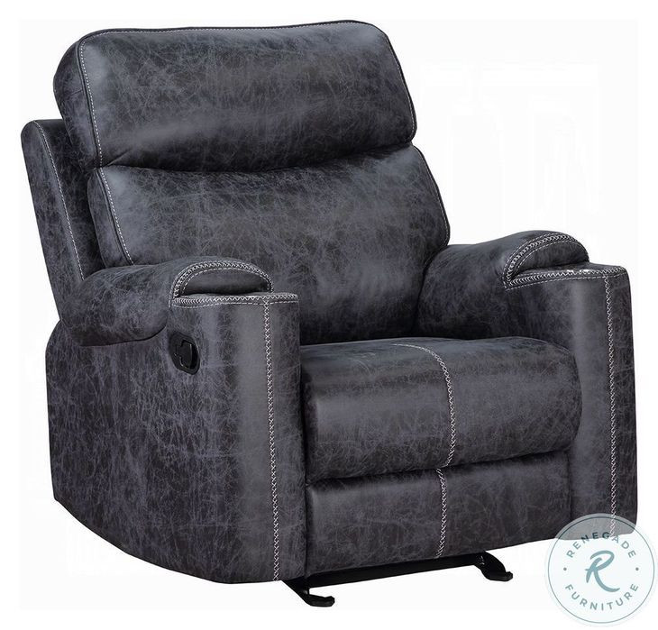 Hirah Dark Gray Polish Microfiber Glider Recliner