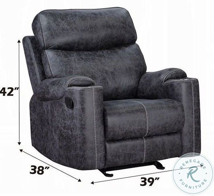 Hirah Dark Gray Polish Microfiber Reclining Living Room Set
