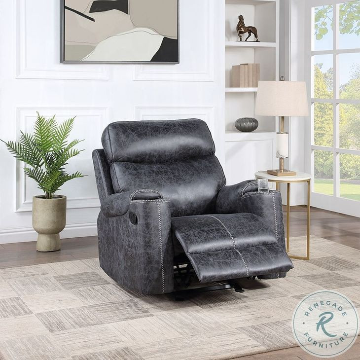 Hirah Dark Gray Polish Microfiber Glider Recliner