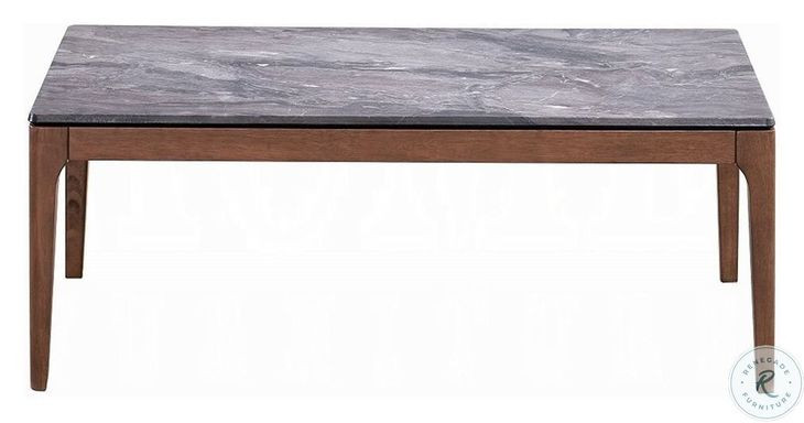 Bevis Engineered Stone and Walnut Rectangular Coffee Table