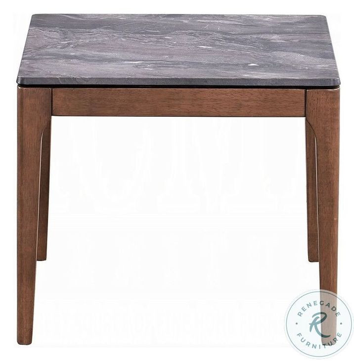 Bevis Engineered Stone and Walnut Square End Table