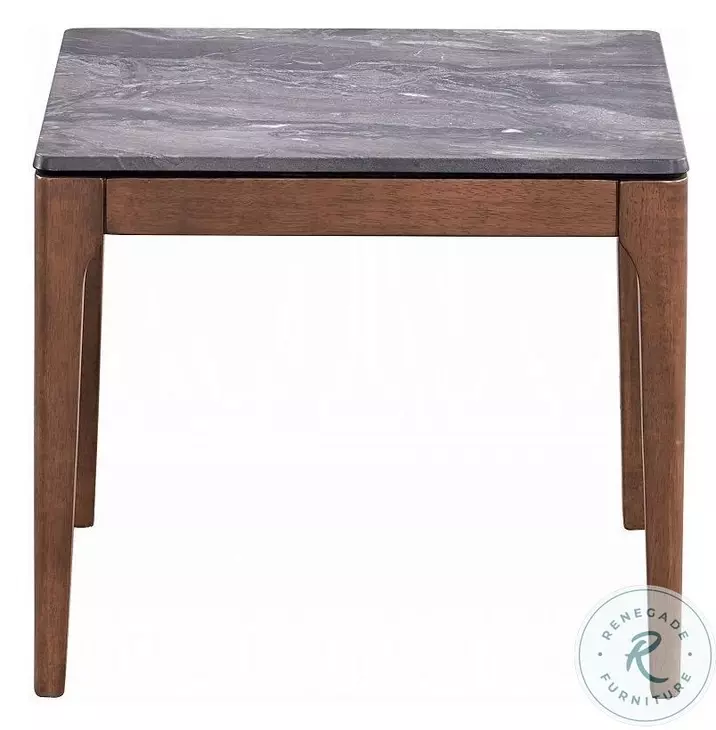 Bevis Engineered Stone and Walnut Square End Table