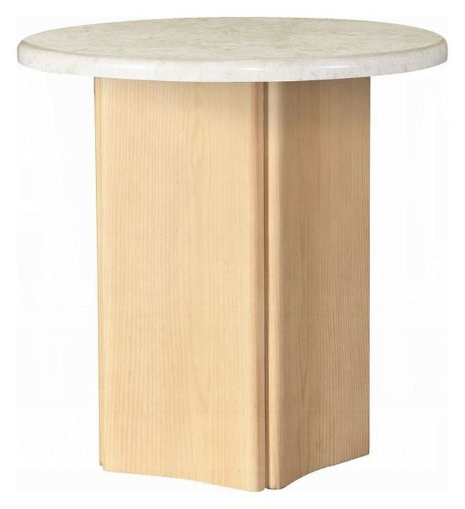 Qwin White and Oak Marble Top Occassional Table Set