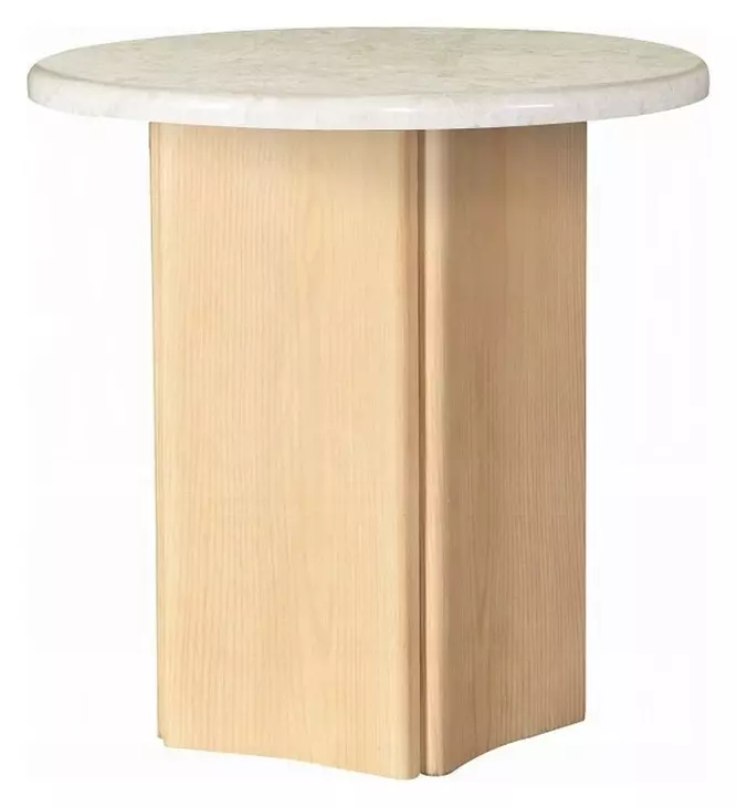 Qwin White and Oak Marble Top Occassional Table Set
