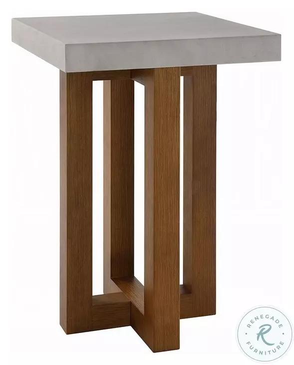 Keven Faux Concrete Top and Walnut Square End Table