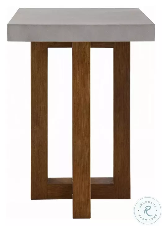 Keven Faux Concrete Top and Walnut Square End Table