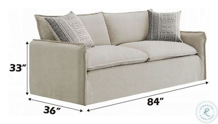 Upendo Beige Linen 84" Sofa with 2 Pillows