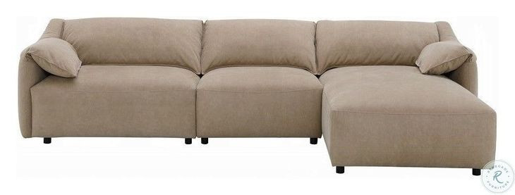 Veata Light Brown Suede Sectional Sofa