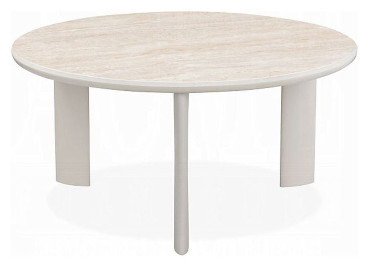 Ingram White and Light Gray Round Sintered Stone Cocktail Table