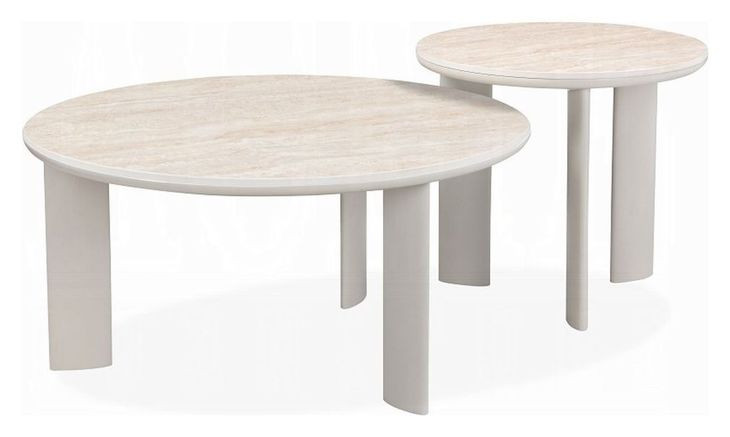 Ingram White and Light Gray Sintered Stone Occassional Table Set