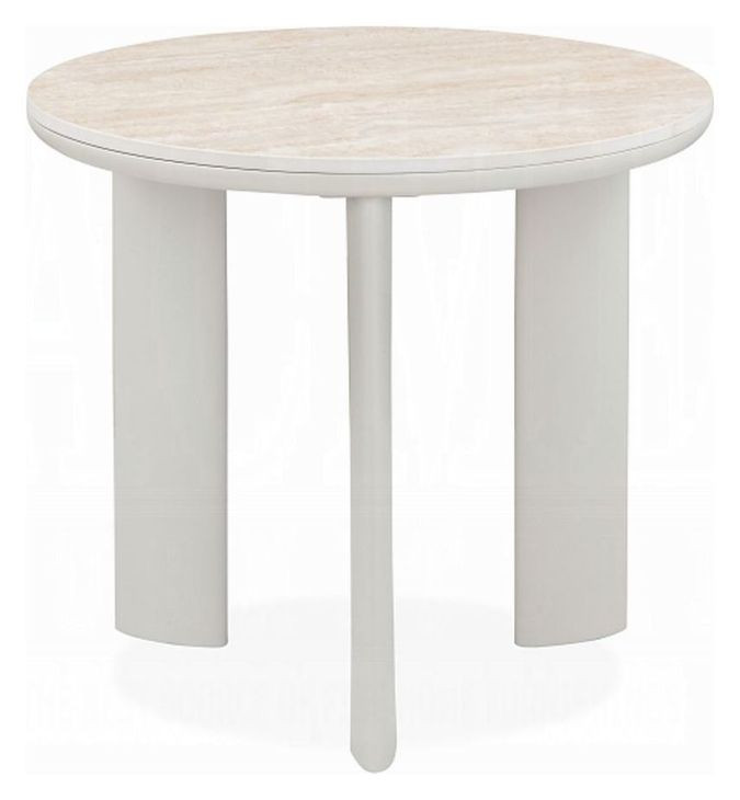 Ingram Beige and Light Gray Round Sintered Stone Top End Table