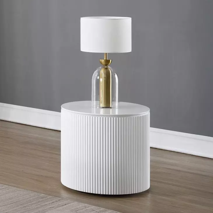 Dyllan White Round End Table