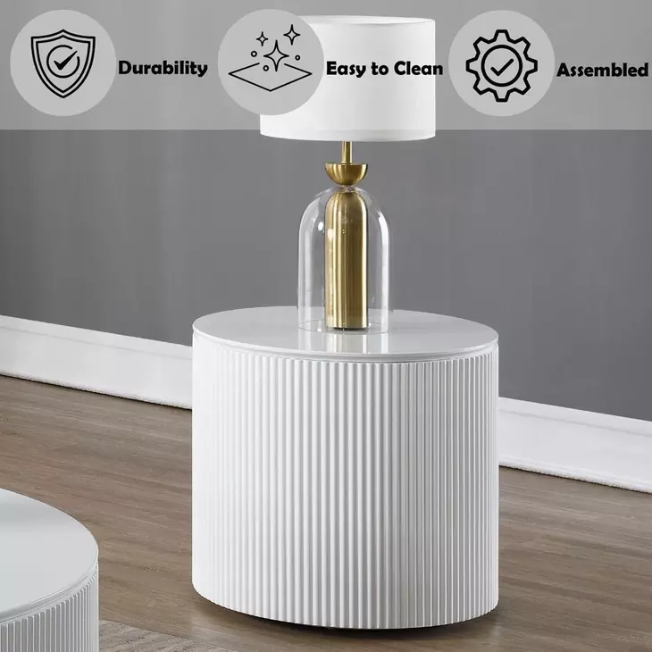 Dyllan White Round End Table