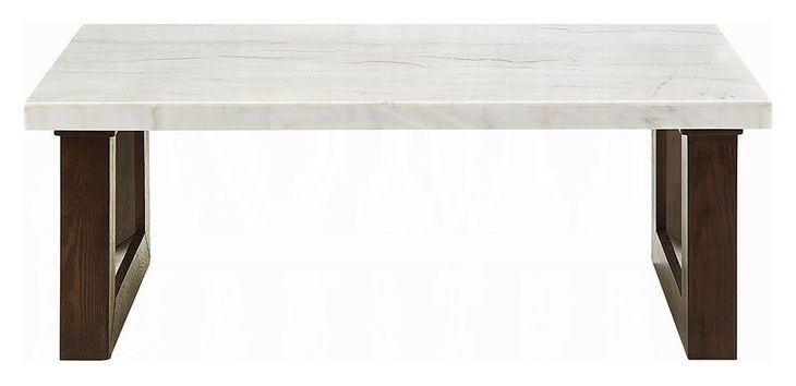 Edwyn White and Espresso Rectangular Marble Top Cocktail Table