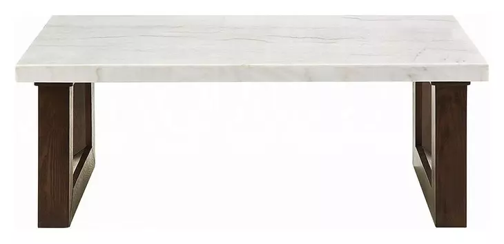 Edwyn White and Espresso Rectangular Marble Top Cocktail Table