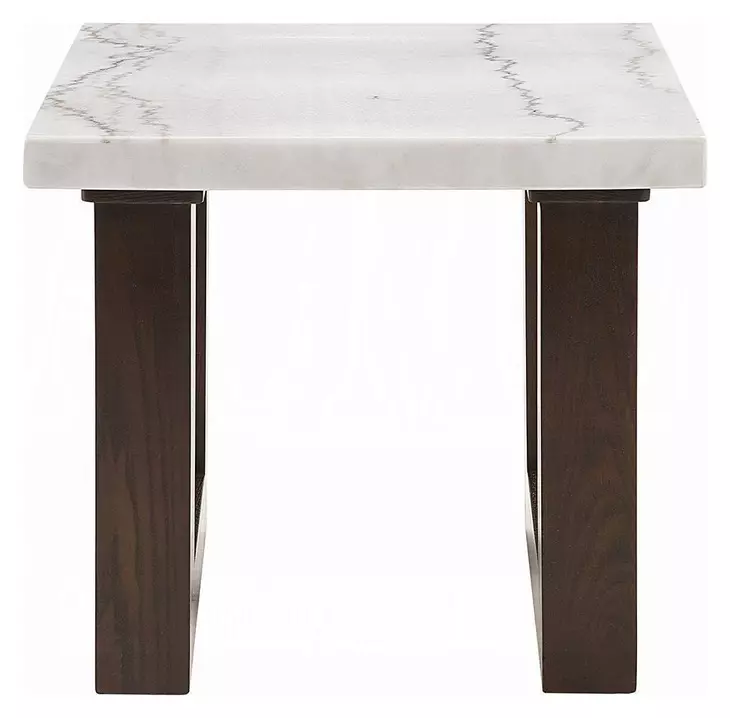 Edwyn White and Espresso Square Marble Top End Table