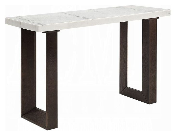 Edwyn White and Espresso Marble Top Occassional Table Set