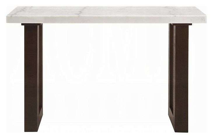 Edwyn White and Espresso Rectangular Marble Top Sofa Table