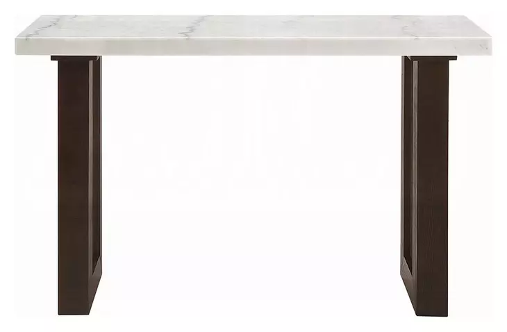 Edwyn White and Espresso Rectangular Marble Top Sofa Table