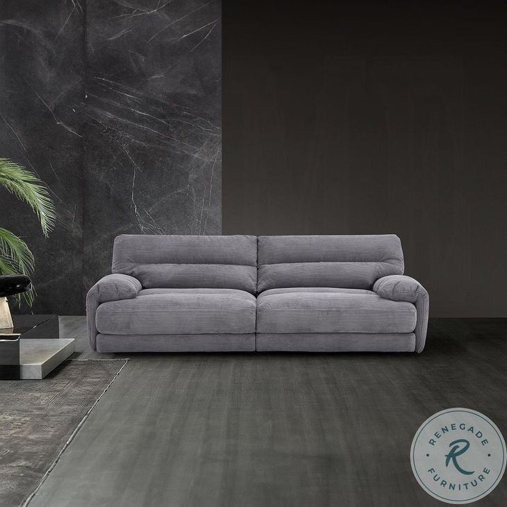 Cadenza Gray Corduroy 112" Sofa