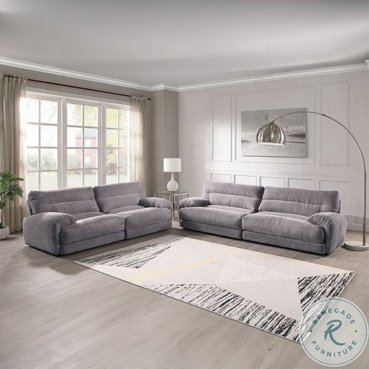 Cadenza Gray Corduroy Living Room Set