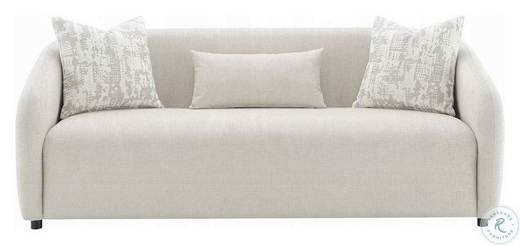 Etienne Beige Linen 84" Sofa with 3 Pillows